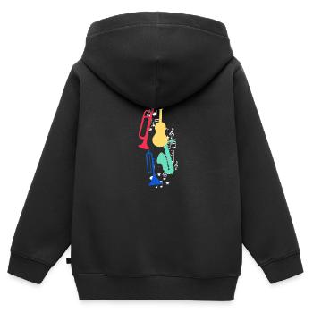 Jazz,Instruments,Trompette,Guitare,Saxophone - Sweat Premium à capuche zippé enfant bio - noir - Dos - AI Model Kid Male (0cm)