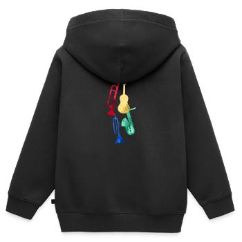 Jazz,Instruments,Trompette,Guitare,Saxophone - Sweat Premium à capuche zippé enfant bio - noir - Dos - AI Model Kid Male (0cm)