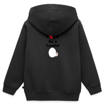 landei - Kinder Premium Organic Zip Hoodie - Schwarz - Hinten - AI Model Kid Male (0cm)