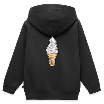 Softeis Eistüte Eisdiele - Kinder Premium Organic Zip Hoodie - Schwarz - Hinten - AI Model Kid Male (0cm)