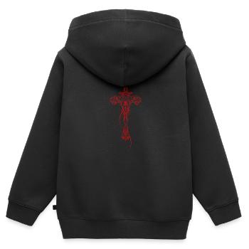 Cyber Crucifix Cybersigilisme Impressionnant Pour Géométrique - Sweat Premium à capuche zippé enfant bio - noir - Dos - AI Model Kid Male (0cm)