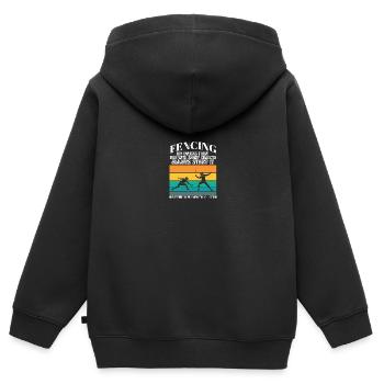 Funny Fencing Athlete Coach Combat Sports Sword - Kinder Premium Organic Zip Hoodie - Schwarz - Hinten - AI Model Kid Male (0cm)