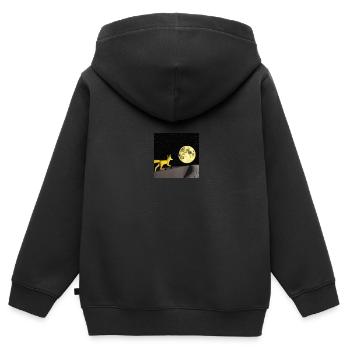 Marche du renard vers la lune - Sweat Premium à capuche zippé enfant bio - noir - Dos - AI Model Kid Male (0cm)