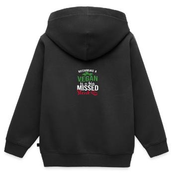 Vegan Veganer werden Spruch lustig - Kinder Premium Organic Zip Hoodie - Schwarz - Hinten - AI Model Kid Male (0cm)