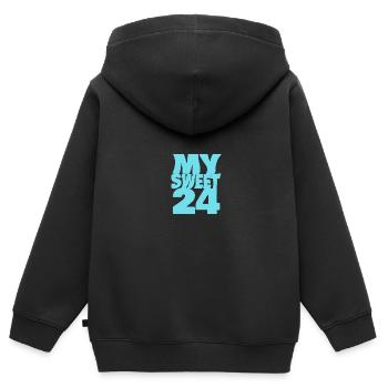 Sweet 24 - Kinder Premium Organic Zip Hoodie - Schwarz - Hinten - AI Model Kid Male (0cm)