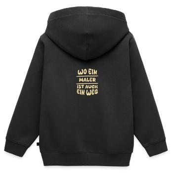 Maler als Maler - Kinder Premium Organic Zip Hoodie - Schwarz - Hinten - AI Model Kid Male (0cm)
