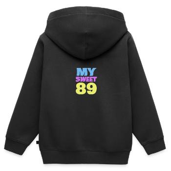 Doux 89 - Sweat Premium à capuche zippé enfant bio - noir - Dos - AI Model Kid Male (0cm)