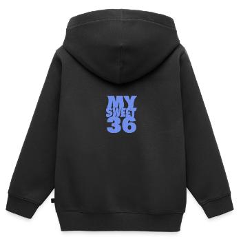 Sweet 36 - Kinder Premium Organic Zip Hoodie - Schwarz - Hinten - AI Model Kid Male (0cm)