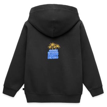 Vacances Caraïbes - Sweat Premium à capuche zippé enfant bio - noir - Dos - AI Model Kid Male (0cm)