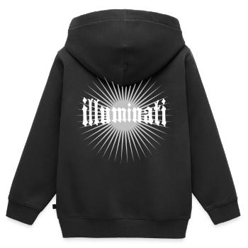Illuminati star fun police conspiration secrète - Sweat Premium à capuche zippé enfant bio - noir - Dos - AI Model Kid Male (0cm)