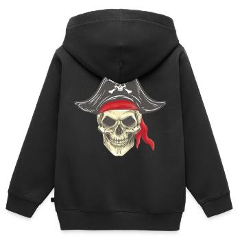 Piratenkopf Piratenschädel mit Hut Bandana - Kinder Premium Organic Zip Hoodie - Schwarz - Hinten - AI Model Kid Male (0cm)