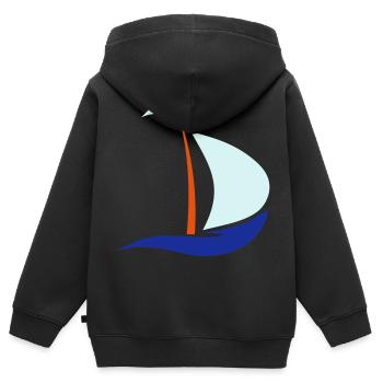segelboot - Kinder Premium Organic Zip Hoodie - Schwarz - Hinten - AI Model Kid Male (0cm)