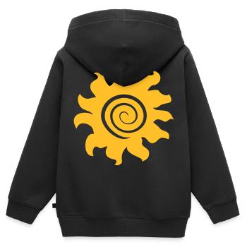 sonne - Kinder Premium Organic Zip Hoodie - Schwarz - Hinten - AI Model Kid Male (0cm)