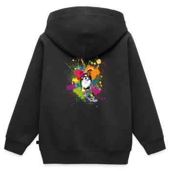 Klekskatze - Sweat Premium à capuche zippé enfant bio - noir - Dos - AI Model Kid Male (0cm)