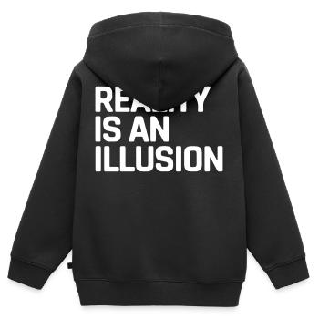 La réalité est une illusion - Sweat Premium à capuche zippé enfant bio - noir - Dos - AI Model Kid Male (0cm)