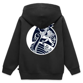 Rostock - Rouage - Bateau Viking - Sweat Premium à capuche zippé enfant bio - noir - Dos - AI Model Kid Male (0cm)