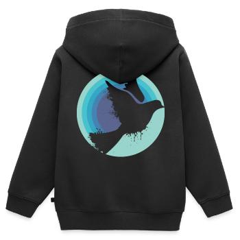 Friedenstaube - Kinder Premium Organic Zip Hoodie - Schwarz - Hinten - AI Model Kid Male (0cm)