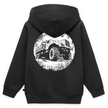 Kraz Camion GDR OSTALGIE - Sweat Premium à capuche zippé enfant bio - noir - Dos - AI Model Kid Male (0cm)