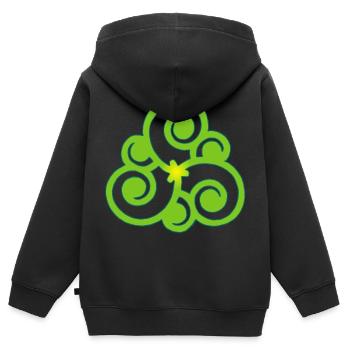 Fleur celte et nature - Sweat Premium à capuche zippé enfant bio - noir - Dos - AI Model Kid Male (0cm)