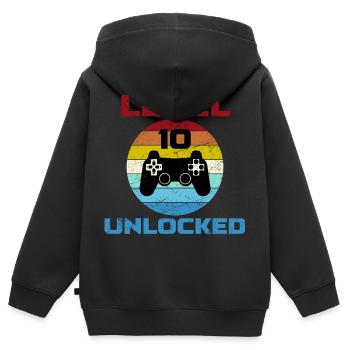 10th Birthday Gamer Controller Level 10 Unlocked - Kids Premium Organic Zip-up Hoodie - black - Back - AI Model Kid Male (0cm)
