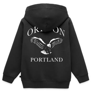 Oregon Portland Eagle - Sweat Premium à capuche zippé enfant bio - noir - Dos - AI Model Kid Male (0cm)