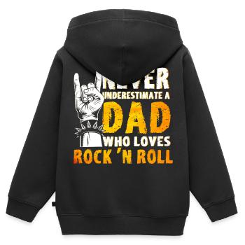 Joueur de rock and roll guitare rock rock n roll - Sweat Premium à capuche zippé enfant bio - noir - Dos - AI Model Kid Male (0cm)