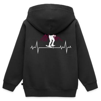 Randonnée en raquettes Randonnée Hiver Raquettes Rythme cardiaque - Sweat Premium à capuche zippé enfant bio - noir - Dos - AI Model Kid Male (0cm)