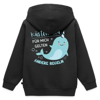 Süßes Küstenkind - Kinder Premium Organic Zip Hoodie - Schwarz - Hinten - AI Model Kid Male (0cm)