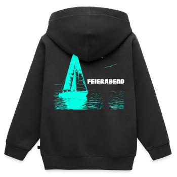 Feierabend Segelboot und 2 Möwen - Kinder Premium Organic Zip Hoodie - Schwarz - Hinten - AI Model Kid Male (0cm)