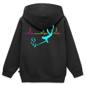 Pêche sous-marine Pêche au harpon Heartbeat Pulse - Sweat Premium à capuche zippé enfant bio - noir - Dos - AI Model Kid Male (0cm)