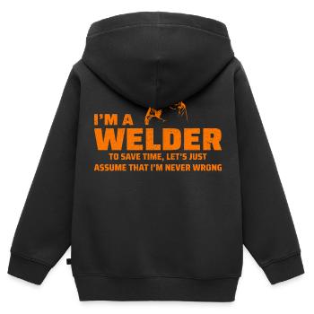 Schweißschweißer Metallbau Eisenarbeiter - Kinder Premium Organic Zip Hoodie - Schwarz - Hinten - AI Model Kid Male (0cm)