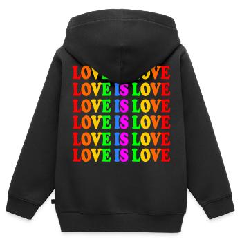 Love is love - Sweat Premium à capuche zippé enfant bio - noir - Dos - AI Model Kid Male (0cm)