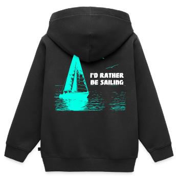 Je préfère naviguer - Sweat Premium à capuche zippé enfant bio - noir - Dos - AI Model Kid Male (0cm)