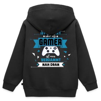Lustiger Gaming Spruch für Gamer und Zocker - Kinder Premium Organic Zip Hoodie - Schwarz - Hinten - AI Model Kid Male (0cm)