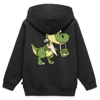 Dino Schultüte Schultasche Dinosaurier Einschulung - Kinder Premium Organic Zip Hoodie - Schwarz - Hinten - AI Model Kid Male (0cm)