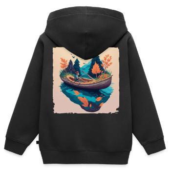 Fantastic angler in autumn - Kids Premium Organic Zip-up Hoodie - black - Back - AI Model Kid Male (0cm)