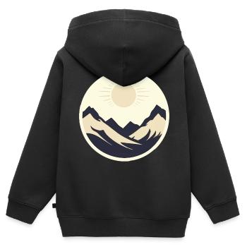 Berge bei Sonnenschein - Kinder Premium Organic Zip Hoodie - Schwarz - Hinten - AI Model Kid Male (0cm)
