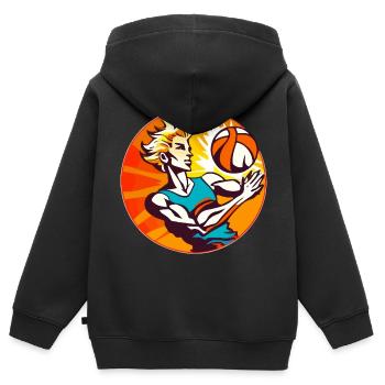 Volleyball Spiel - Kinder Premium Organic Zip Hoodie - Schwarz - Hinten - AI Model Kid Male (0cm)
