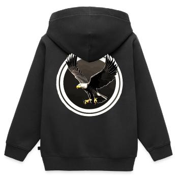 Logo Eagle en rond - Sweat Premium à capuche zippé enfant bio - noir - Dos - AI Model Kid Male (0cm)