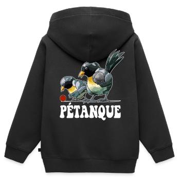 Boules de boules de boules pour pétanque - Sweat Premium à capuche zippé enfant bio - noir - Dos - AI Model Kid Male (0cm)