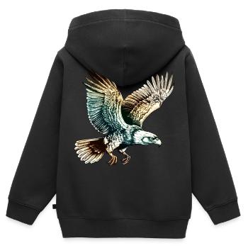 Aigle volant - Sweat Premium à capuche zippé enfant bio - noir - Dos - AI Model Kid Male (0cm)