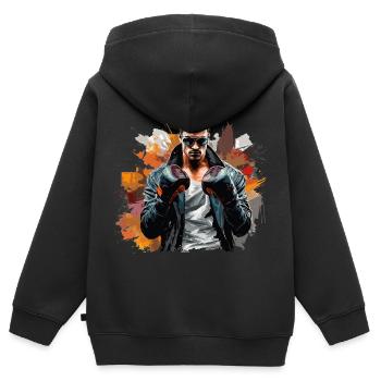 Knockout | Graffiti Style Boxer - Kids Premium Organic Zip-up Hoodie - black - Back - AI Model Kid Male (0cm)