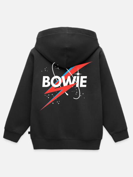David Bowie Napis Gwiaździste niebo z błyskawicą - Premium børne zip-hættetrøje økologisk - sort