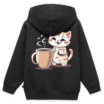 Chatcolate #2 - Kinder Premium Organic Zip Hoodie - Schwarz - Hinten - AI Model Kid Male (0cm)
