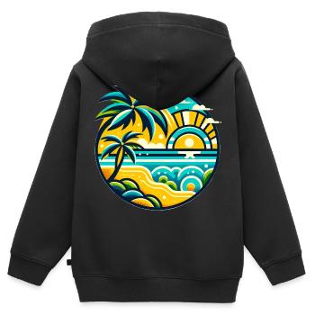 Tropical Paradise - Kids Premium Organic Zip-up Hoodie - black - Back - AI Model Kid Male (0cm)