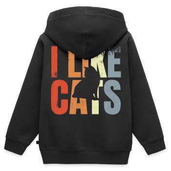 Katzenliebhaber - Kinder Premium Organic Zip Hoodie - Schwarz - Hinten - AI Model Kid Male (0cm)