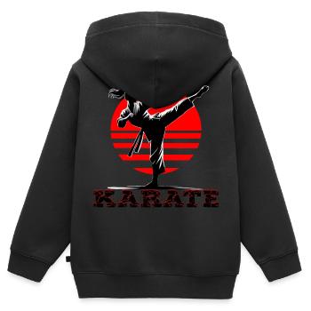 Karate - Kinder Premium Organic Zip Hoodie - Schwarz - Hinten - AI Model Kid Male (0cm)