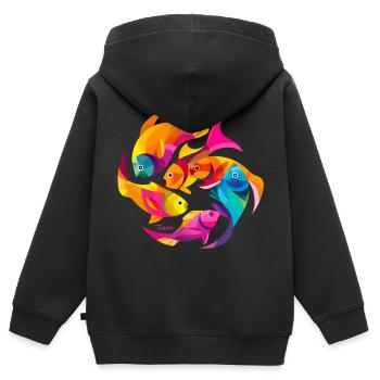 Tropische Farben - Kinder Premium Organic Zip Hoodie - Schwarz - Hinten - AI Model Kid Male (0cm)