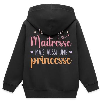 Herrin und Prinzessin - Beeindruckende Herrin - Kinder Premium Organic Zip Hoodie - Schwarz - Hinten - AI Model Kid Male (0cm)