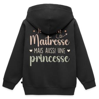 Herrin und Prinzessin - Beeindruckende Herrin - Kinder Premium Organic Zip Hoodie - Schwarz - Hinten - AI Model Kid Male (0cm)